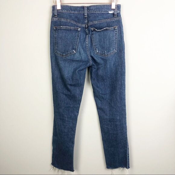 REFORMATION | Mid Rise Slim Jeans in Kasai with Raw Edge Hem Distressed Size 26 - Picture 8 of 11